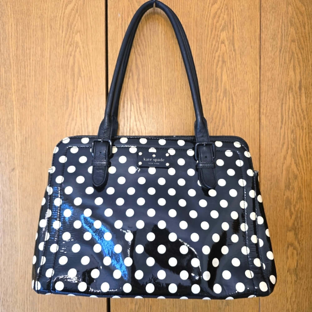 Kate Spade Black and Cream Polka Dot Shoulder Bag, EUC